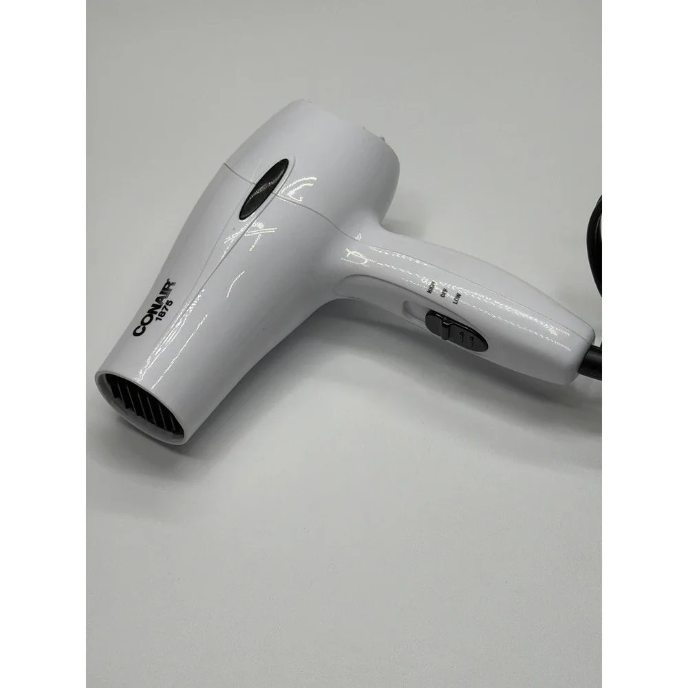 Conair 1875‎ Watt Hair Dryer White Lightweight Blow Dryer High Low Settings